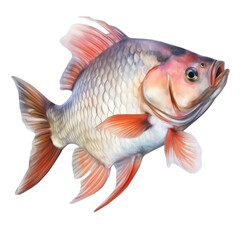 Stunning artwork of a fish with detailed scales and vibrant colors, ideal for aquatic-themed projects and artistic design.