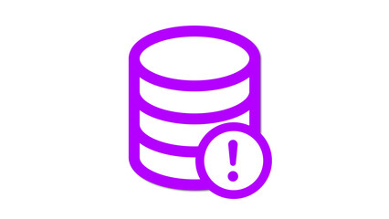 Database icon with exclamation symbol isolate on white background.