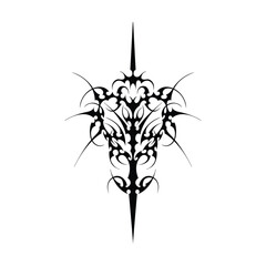 Neo tribal y2k gothic style tattoo. Cyber sigilism heart design. Vector illustration.