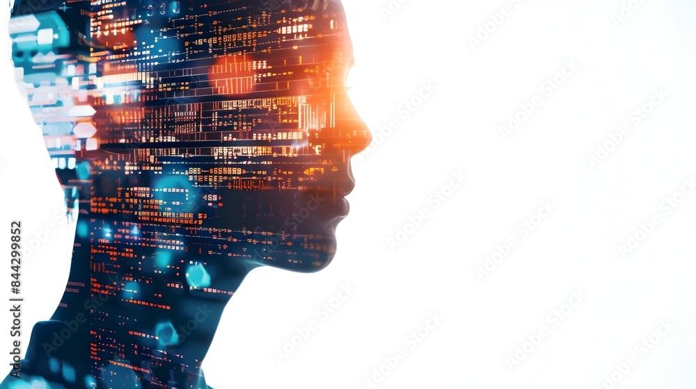 Aufkleber comprehensive cybersecurity solutions with digital code matrix and silhouette