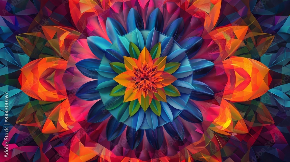 Poster abstract colorful flower design forming a beautiful symmetrical pattern