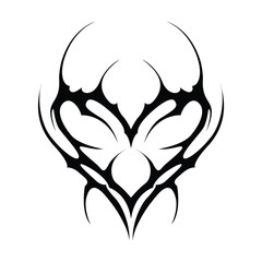 Neo tribal y2k gothic style tattoo. Cyber sigilism heart design. Vector illustration.