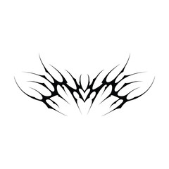Neo tribal y2k gothic style tattoo. Cyber sigilism heart design. Vector illustration.