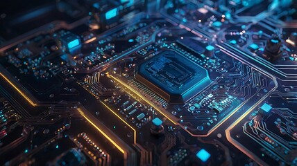 Fototapeta premium electronic circuit board illustration designed with little details