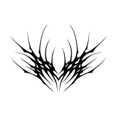 Neo tribal y2k gothic style tattoo. Cyber sigilism heart design. Vector illustration.