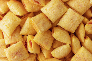 Cookies - corn cushions with strawberry flavored filling close-up
