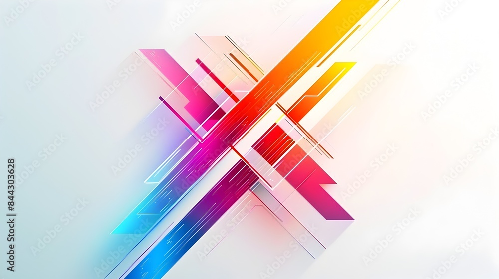 Aufkleber bright overlapping abstract diagonal arrow on white background conveying futuristic dynamism