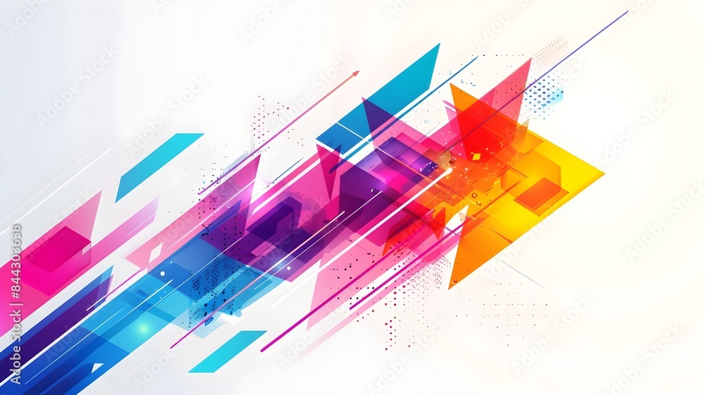Poster futuristic diagonal arrow overlapping bright colorful abstract design