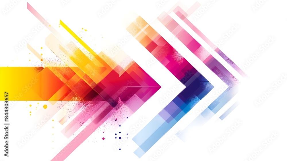 Aufkleber vibrant diagonal abstract arrow with overlapping colorful shapes