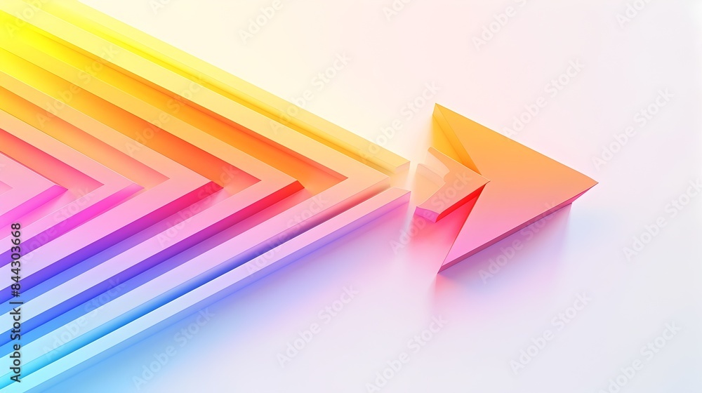 Poster diagonal gradient arrow overlays radiating dynamic energy on clean white background