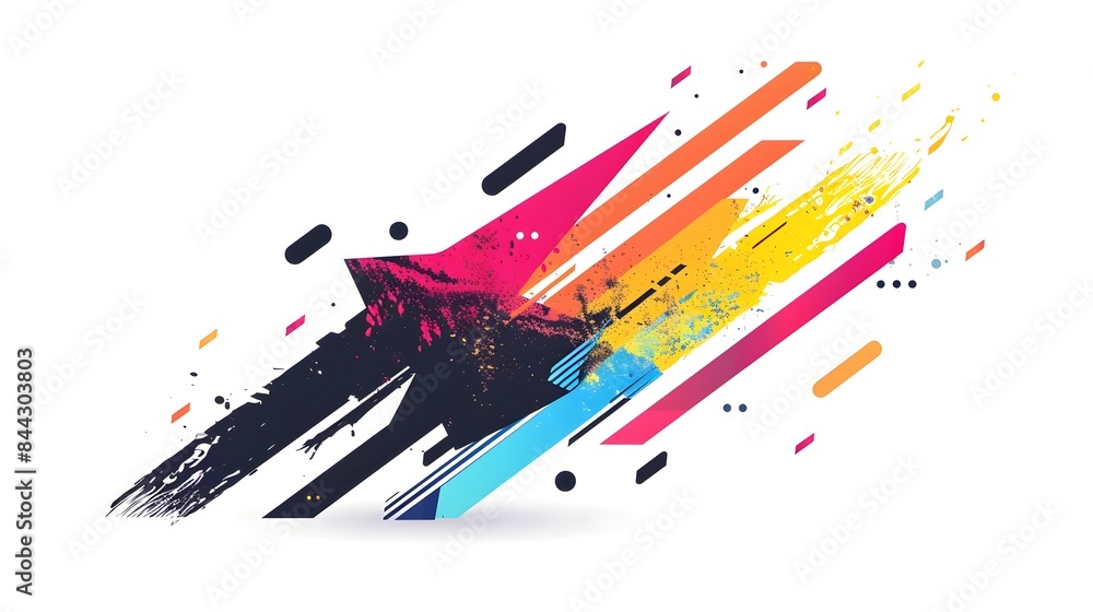 Poster dynamic diagonal arrow with colorful overlays for modern and energetic design