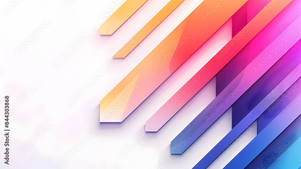 Poster vibrant diagonal arrow with colorful gradient overlays on clean white background