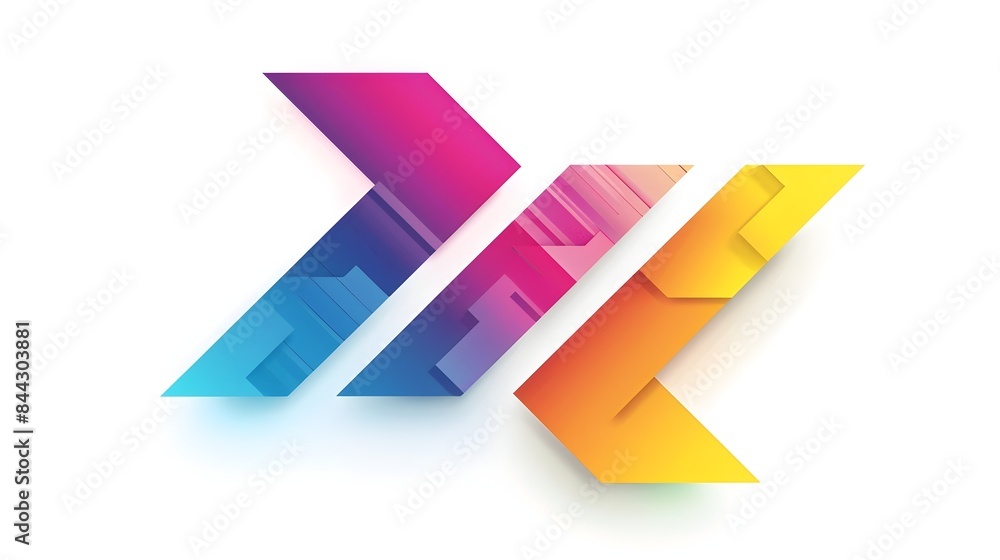Aufkleber vibrant diagonal arrow with colorful overlays in gradient style on clean background
