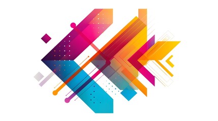 Dynamic Diagonal Arrow with Bold Colorful Overlays on White Background