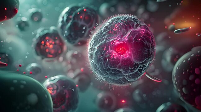 Model 3D of cell, representing medical scientific research.