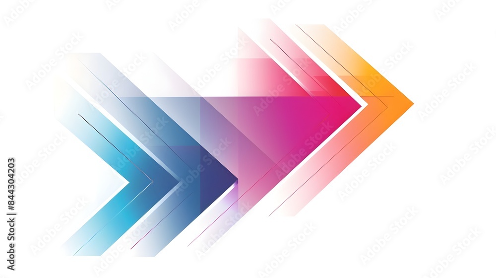 Poster vibrant diagonal arrow with gradient overlays on white background