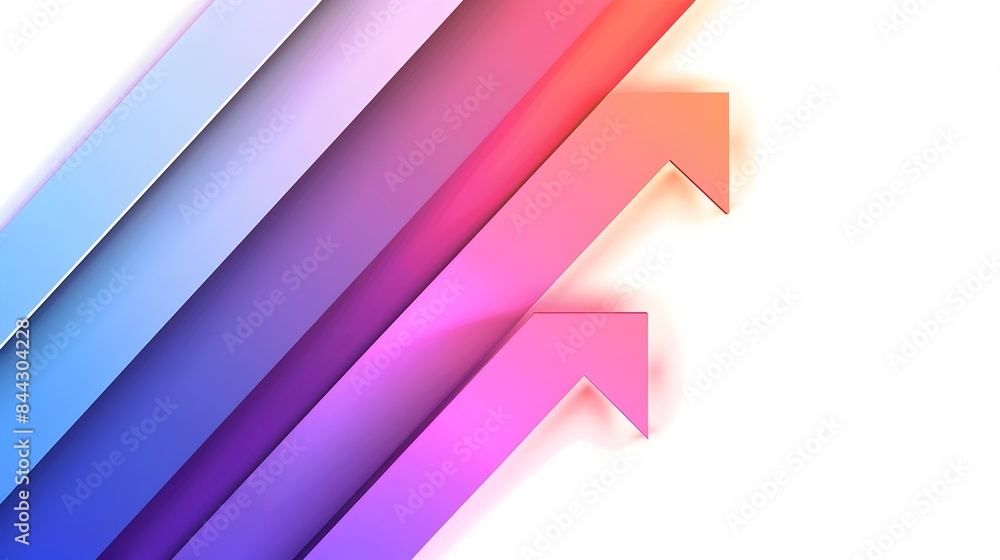 Poster bold diagonal arrow graphic with gradient and transparent overlays on white background