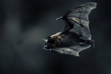 Obraz premium A bat poet exploring the depths of darkness and the beauty of echolocation. 
