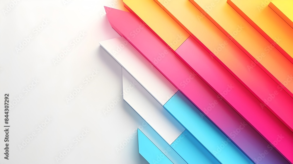 Poster vibrant diagonal arrow with colorful layered design on white background
