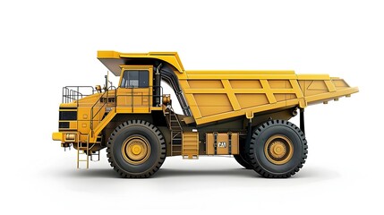 Powerful Yellow Construction Truck with Large Dump Bed for Hauling Heavy Materials
