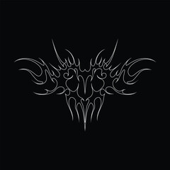 Neo tribal y2k gothic style tattoo. Cyber sigilism heart design. Outline vector illustration