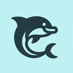 dolphine fish as a simple icon logo illustration, isolated on background