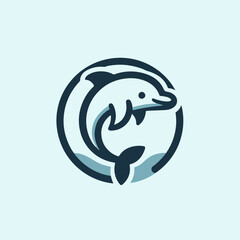 dolphine fish as a simple icon logo illustration, isolated on background