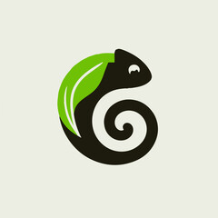chameleon as icon logo, isolated on background