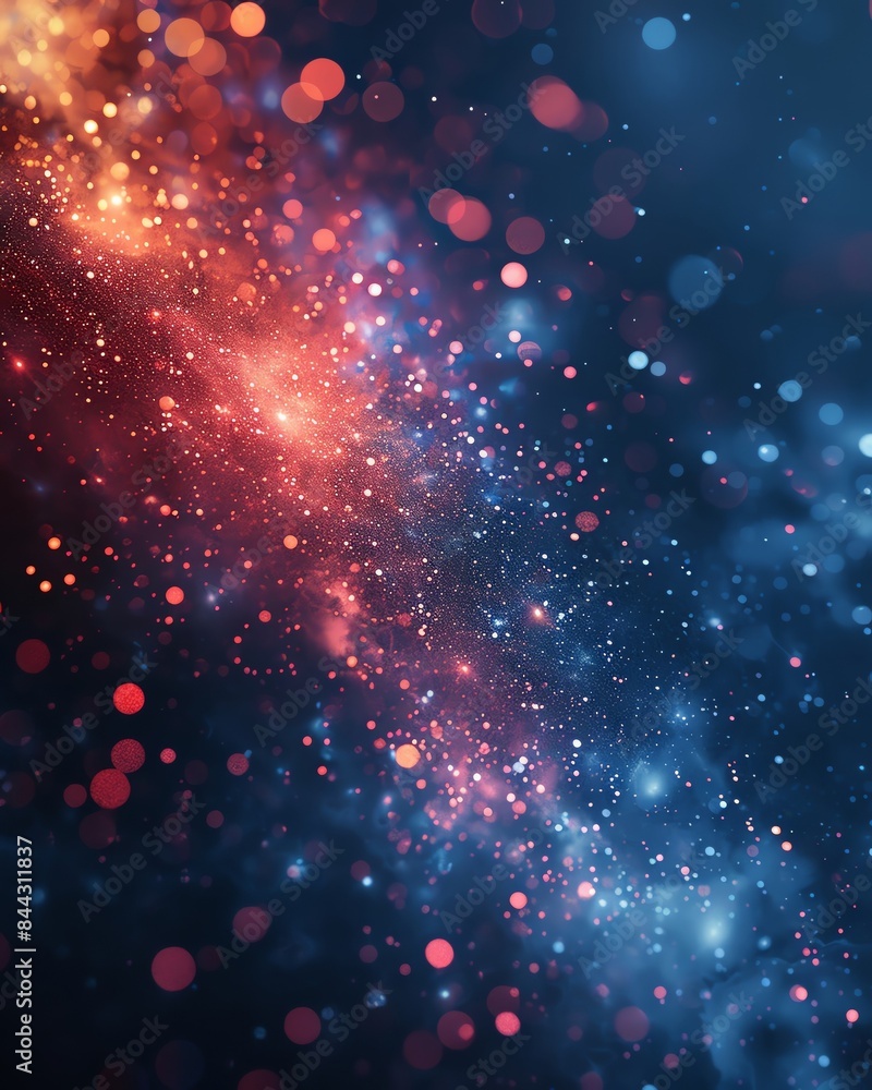 Aufkleber abstract image with vibrant red and blue lights, creating a universe space-like ambiance with sparkl
