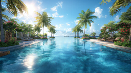 Naklejka premium beautiful resort vacation Background vacation, realistic image,ultra-realistic, real images,
