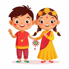 Raksha bandhan illustration of brother and sister