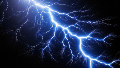 Blue lightning. A flash of lightning floating in the darkness.