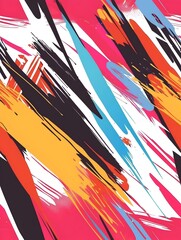 Fototapeta premium Vibrant Abstract Brushstrokes Composition with Dynamic Geometric Shapes and Fluid Vivid Colors