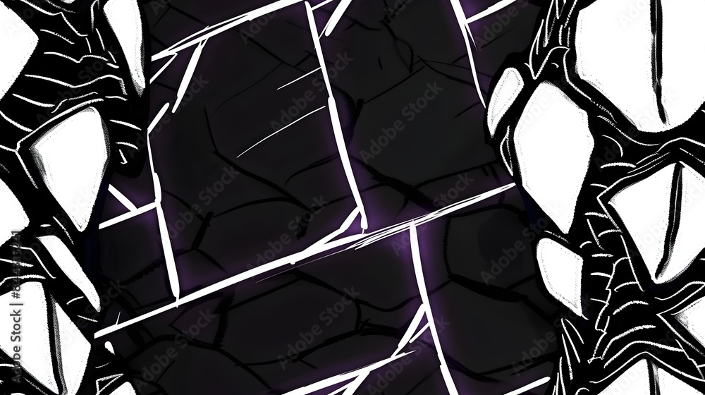 Poster striking geometric fractal backdrop with dramatic monochrome patterns and dynamic energy