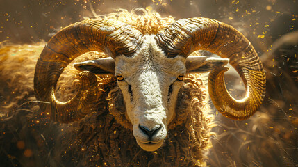 A big, beautiful ram on the occasion of eid al-adha for promotion