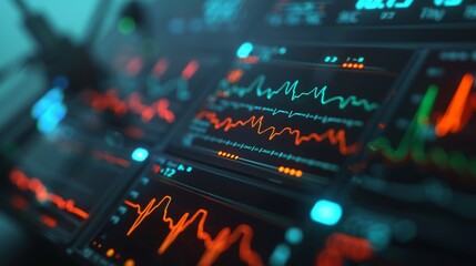 Fototapeta premium Futuristic Digital Health Monitor Displaying Vital Signs in Minimalistic, Bright Visuals Close-Up