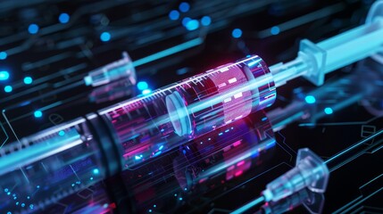 Precision in Healthcare: Minimalistic Close-up of Sterile Syringe with Digital Label