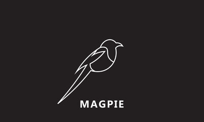 Magpie bird logo design, Magpie Bird Logo Silhouette with negative space.