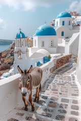 portrait of a donkey in the streets of santorini greece © Salander Studio