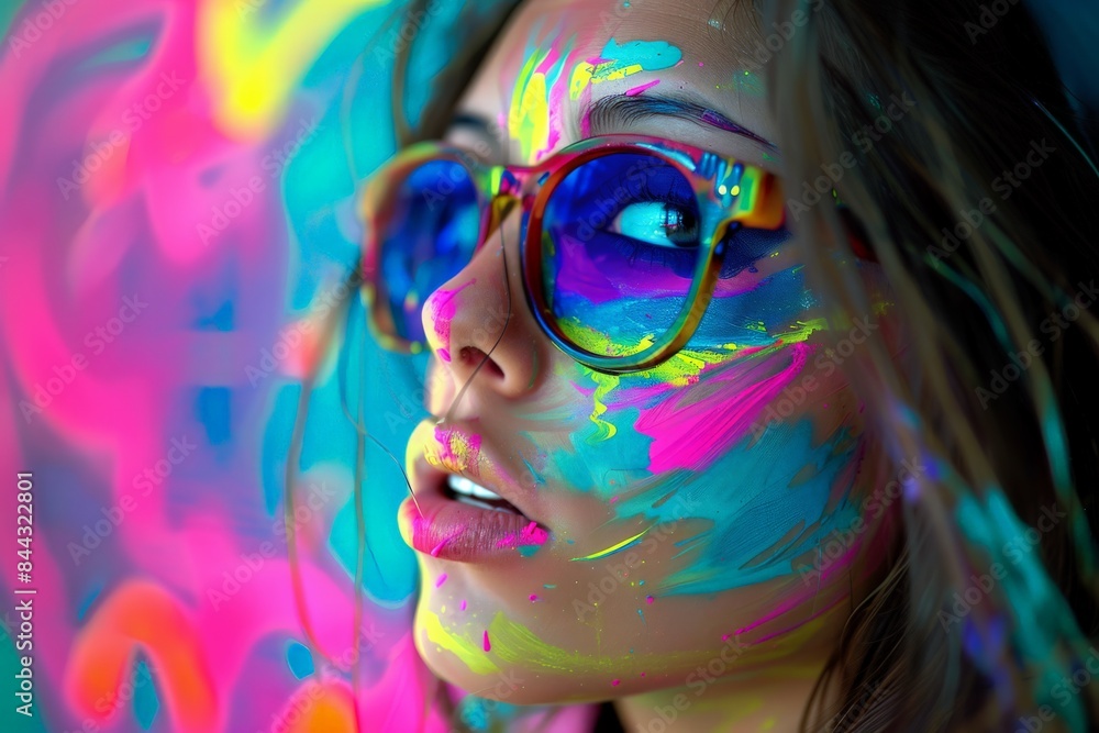 Poster A mesmerizing abstract background with flowing swirls of neon-colored paint creating a sense of movement