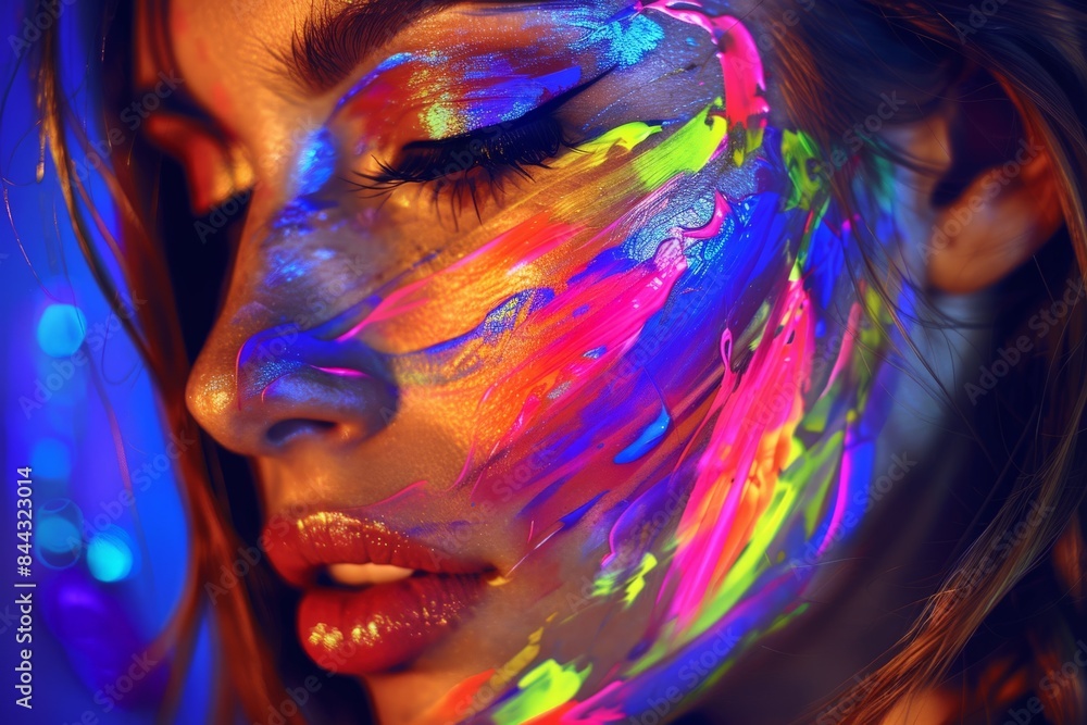 Aufkleber a blurred artistic image showcasing vibrant colors and bokeh light effects in a dark ambiance