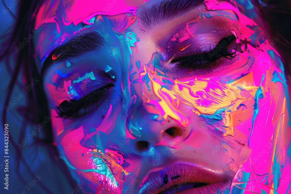 Poster blurred image with purple-pink gradient with light artifacts, suitable as background