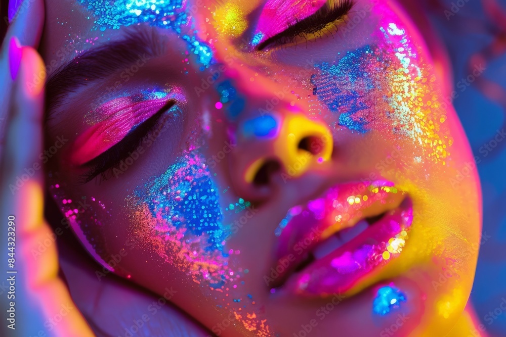 Aufkleber The image captures a soft, blurred abstract background with gradient shades of purple and orange throughout