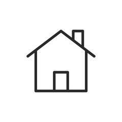 House, linear style icon. Private house with chimney. Editable stroke width