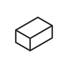 Brick, isometric view, linear style icon. Editable stroke width