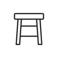 Stool, linear style icon. seating furniture and stools. Editable stroke width