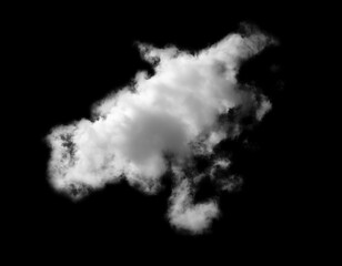 White Clouds Sky on Black background, Isolated abstract soft group of fluffy Smoke, Steam, Fog or Haze,Wide horizontal illustration of nature elements for landscape design