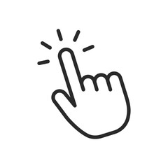 Hand clicking, linear style icon. hand gesture for clicking or selecting. Editable stroke width.