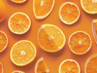 Orange Slices on Orange Background