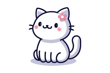 Cute cartoon black and white cat silhouette vector illustrator with white background 